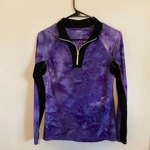 Vogo Athletica Long Sleeve Purple Tie-Dye Workout Shirt/Pull Over Size S